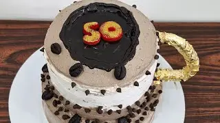 2Tier Black Coffee Black Forest Theme Cake