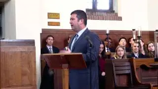 Old Suttonian Jan Ham&aacute;ček speaks to the School