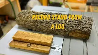 Make a "now playing" Record stand from an old oak log