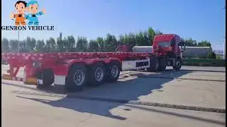 Genron 3 axles skeleton semi trailer truck#cargotrailer