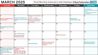 March 2025 Calendar with Holidays and Observances (All) #calendar #march #holiday