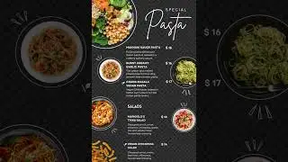 Elegant Pasta Menu Designs on Dark Background Powered by Retailr #pasta #digitalsignage #digitalmenu