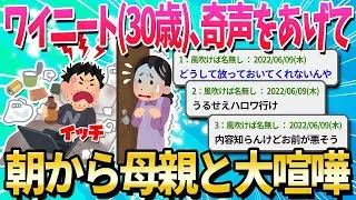 30歳のニートが朝から母親と激しく言い争った。