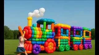 Colorful balloon train, full of joy and wonder 🚂🎈 ColorfulVibes #KidsFun #CreativeArt #JoyfulMoments