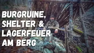 Das wilde Bergshelter - Bushcraft, Outdoor Übernachtung am Berg