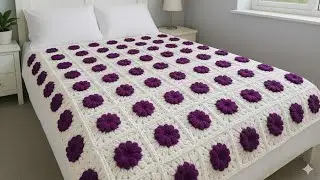بطانية كروشيه مميزة وأنيقة | Elegant Crochet Blanket Easy Stitch#crochettutorial #knitting #crochet 