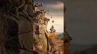 Monkeys vs Tiger | Real Jungle Fight Scene | Hyper-Realistic AI Video #viralvideo #wildlife
