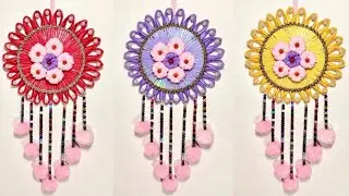 Handmade Pom-Pom Mandala Wall Hanging 🌸✨ | Colorful DIY Room Decor 🎨🧶