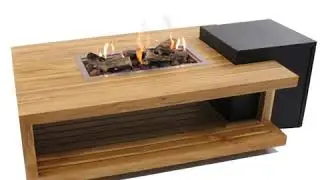 Enjoyfires firetable loungetable teak | Low table with built-in fire