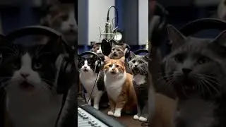 Comas sing in the studio Коты пают в студии сделано аи #shorts
