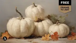 Free Vintage Fall Frame Tv Art ★White Pumpkins OilPainting ★ Halloween or Thanksgiving Screensaver