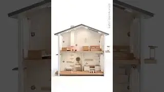 two story dollhouse with light, magnetic wall and furniture set for sale
