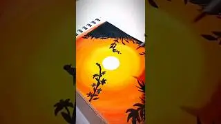 Beautiful Sunset Silhouette Painting | Acrylic Painting#shorts #trendingshorts #ashudrawingarts #art