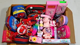 Pink vs Red Stationery Collection😍Geometry, Sharpener, Color, Lunchbox, Pen, Eraser, Bike, PencilBox