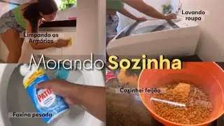 MORANDO SOZINHA VLOGS: Rotina de dona de casa, faxina pesada no ape + fazendo almoço 🏠