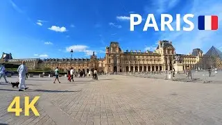 Paris, France - Walking tour around the Louvre Museum in my POV  - Paris 4K