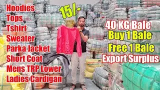 15/- 45 Kg Buy 1 Bale Free 1 Bale, Surplus Hoodies, Jacket, Tops, Parka Jacket, Cardigan, TRP Lower