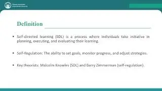 Self Directed Learning and Self Regulation Theory