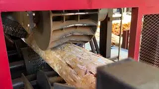 桧製材　皮剥き　リングバーカー