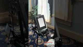 Wedding reception caricature artist set up #eventplanner #wedding #caricatureartist