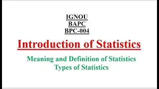 Introduction to Statistics #BAPC #BPC004 #introductiontostatistics