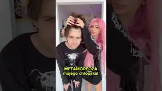 METAMORFOZA mojego chłopaka! 🫢 #metamorfoza #fryzjer #pinkhair #couplegoals #matchymatchy