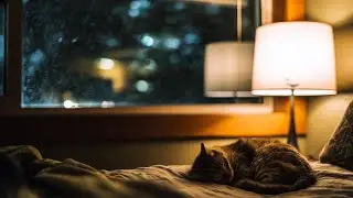Unwind and Breathe Easy | Relaxing Music with Rain, Cozy Bedroom Ambience, Dog Resting Peacefully 🐶