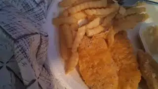 Eat with me vlog fries and chicken tenders.  