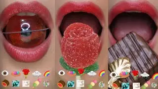 ASMR comida emoji, eating sweets, mukbang candy, food challenge, desaf&iacute;o de golosinas y chucher&iacute;as 