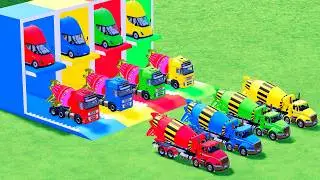 Garage with Colors - ALL MIXER TRUCK WITH DOUBLE FLATBED TRAILER TRUCK, VOLVO, INTERNATIONAL, TATRA