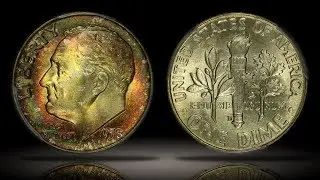 1958-D Roosevelt Dime PCGS MS67FB Beautiful Vibrant Rainbow Color Toning