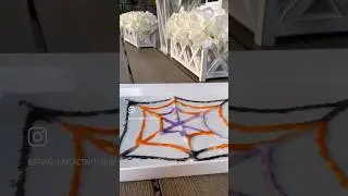 Spiderweb salt painting! Just use glue, salt and watercolor paint! #halloweenart #kidsart #kidscraft