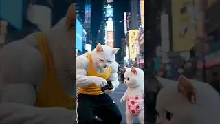 &ldquo;Powerful Cats in the City: A Muscle Cat and His Cute Companion!&rdquo;#shorts#shortsfeed #shortsvideo#yt
