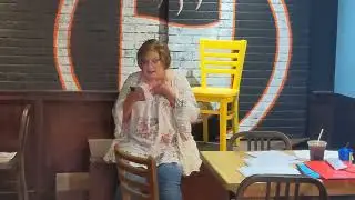 The Poet Lisa Yates at the September 24, 2023 gathering of Cuplets - Live Poetry at The Cup!🎙