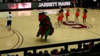 The Stanford University Mascot Dances During Break at Men's Basketball Game