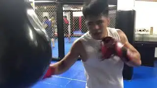 Pad and bag work training at the office.  #Team Lakay #onechampionship #championsaremade