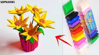 How To Make Sun Flower Top With Super Clay 🌻