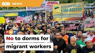 Residents protest against dorms for migrant workers in Teluk Kumbar