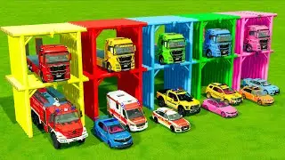 TRANSPORTING ALL POLICE CARS and AMBULANCE EMERGENCY VEHICLES WITH MAN TRUCKS ! FS22