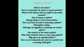 7 days tutoring classes on incorporating low vision into your practice # Optometry Online Classes.