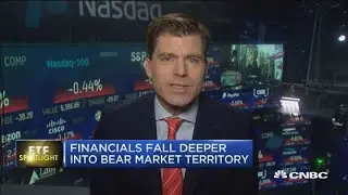 Financials fall deeper into bear market territory
