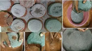 ASMR  : Cement sand +red dirt  big bowls Crumbling in lot of water 💧😍😴😘. Dry crumbling. 💓😴😘😍