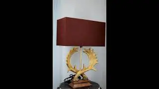 Ebros Western Rustic Vintage 2 Entwined Elk Moose Antlers Sculptural Table Lamp Decor
