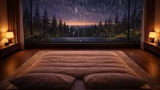 Release Stress with Heavy Rain in a Pine Forest - Window View for Deep Sleep