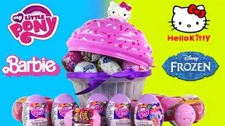 30 SURPRISE EGGS! Barbie Glitzi Globes Frozen Powerpuff Girls HelloKitty My Little Pony Toys DCTC
