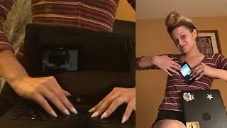 ASMR | Typing on keyboard fast clicking 💨- tapping on iPhone - scratching on bamboo mat (your fav:)