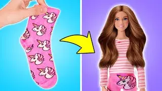🧦 جوارب، قفازات وبالونات؟! أزياء باربي المصنوعة يدويًا 👗✂️