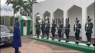 Tinubu arrives office at Aso Rock, inspects quarter guards