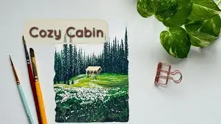 Cozy Cabin in the Meadow 🏡 | Gouache Landscape Painting | Art Challenge (Part 5 - Finale)