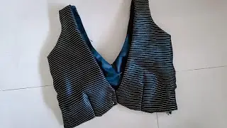Party wear BACK  Neck Saree Blouse Design/Cutting Stitch| Blouse Design | V Neck